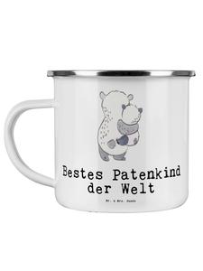 Эмалированная кружка для кемпинга Панда Лучший крестник... белого цвета Mr. & Mrs. Panda