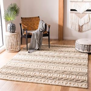 Ковер SAFAVIEH, 122 x 183 см, Natural Fiber Collection - Green & Ivory, ручной работы бохо марокканский племенной джут, идеально для помещений с высокой проходимостью: прихожая, гостиная, спальня (NF589Y)