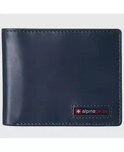 Мужской кошелек Commuter RFID с двумя окошками для удостоверений и разделом для купюр Alpine Swiss, синий