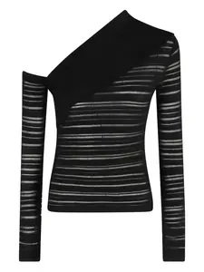 Ребристый трикотажный топ на одно плечо Federica Tosi, черный