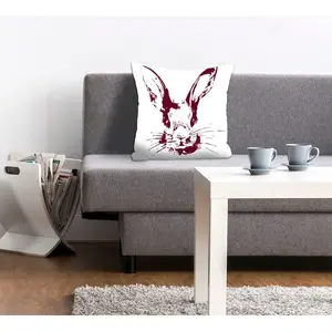 Подушка для декора queence Enzo с зайчонком Queence, Weinrot + bedruckt