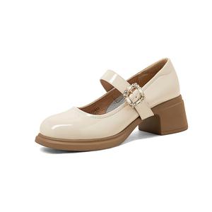 COMELY Мэри Джейн на массивном каблуке 5 см женские экрю, цвет Ecru