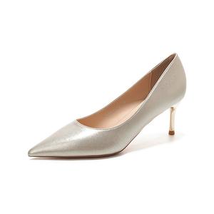 QITUMAUL Женские туфли на высоком каблуке светло-золотистые [высота каблука 6,5 см], цвет Light Gold[Heel Height 6.5cm]