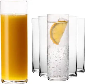 Стаканы для питья Straight 240 мл (макс. 200 мл), набор из 6 стеклянных стаканов для сока, высокие стаканы для воды, можно мыть в посудомоечной машине PLATINUX
