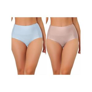 2 упаковки женского хипстерского нижнего белья с контролем живота и дышащими трусами с высокой талией ALLEGRA K, цвет Light Blue Light Pink