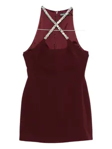 Платье на шее с кристаллами David Koma, красный