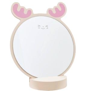 Деревянное декоративное зеркало на подставке в виде оленя, myHomelife, розовый