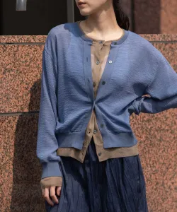 Кардиган из прозрачного трикотажа с стыковкой из жоржета*