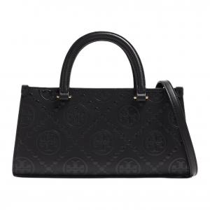 TORY BURCH Монограмма Тиснение Маленькая Восток Запад Сумка Тоут Черный