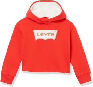 Толстовка с капюшоном Levi's для девочек с высокой талией, Flame Scarlet