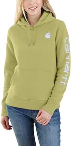Carhartt Women's Relaxed Fit Midweight Logo Sleeve Graphic Sweatshirt, Green Olive Heather