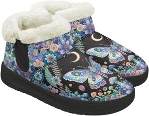 Женские зимние ботинки до щиколотки с искусственным мехом, теплые зимние обувь для модных образов Fuojuvelie, Butterfly