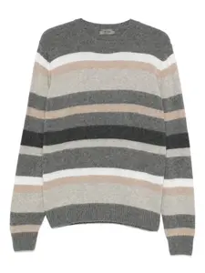 Полосатый свитер с круглым вырезом Ferrante, серый