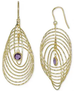 Серьги-Капельки со спиралью из граната (2 карата) из стерлингового серебра с позолотой 14 карат (также с аметистом) Macy'S, amethyst