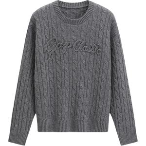 Трикотажный свитер для женщин с круглым вырезом, умеренная посадка, прочие GAP, heather серый