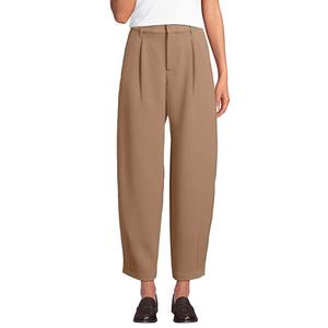 Женские брюки с высокой посадкой, плиссированные, укороченные Lands' End, Honey Beige
