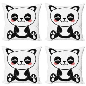 ABAKUHAUS Набор чехлов для подушек в стиле аниме (4 предмета), японская графика манги, современная двусторонняя цифровая печать, 50 см x 50 см, черный, белый, серый