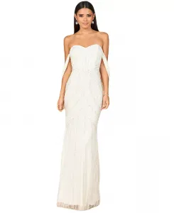 Женское платье с бисером и накидкой Lara, слоновая кость/кремовый