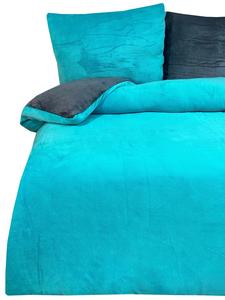 Современное плюшевое постельное белье на молнии - однотонное и двустороннее, синего цвета COFI 1453, 155 x 200 см