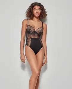 Боди на косточках с контрастными чашками Gisela, чёрный