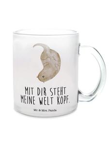 Кружка "Выдра вверх ногами" с надписью на прозрачном фоне Mr. & Mrs. Panda