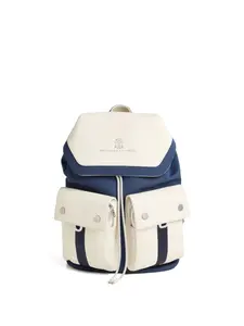 Рюкзак с двумя карманами и завязкой Brunello Cucinelli Kids, синий