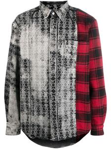 Roberto Cavalli рубашка в технике пэчворк с длинными рукавами, серый