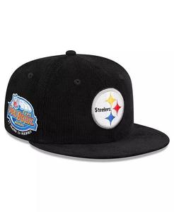 Мужская черная бейсболка Pittsburgh Steelers Throwback Cord 59FIFTY Fitted Hat New Era