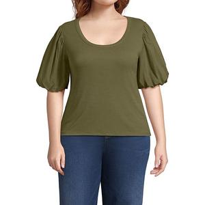 Топ с коротким рукавом и круглым вырезом Plus size Lands' End, Olive Drab
