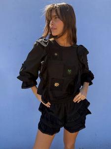 Топ с рюшами и узором Isla Never Fully Dressed, Black