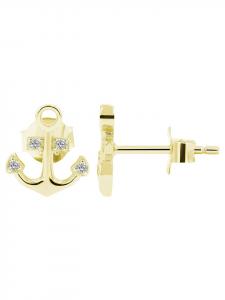 Adeliás Женские серьги - серьги-гвоздики из серебра 925 пробы с золотым покрытием