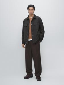 Водоотталкивающая куртка-рубашка с карманами Massimo Dutti, dark navy