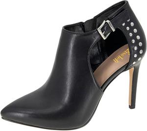 Женские ботильоны с острым закрытым носком, короткие, с боковой молнией, вырезами и заклепками, на шпильке, офисные, для работы, формальные, на каблуке Miss left, Black