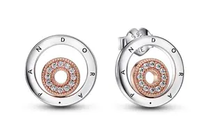 Pandora Сережки женские серебро/розовое золото