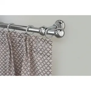 Карниз ANDREA Ø 20 мм, 1-рядный, длина по желанию, комплект для штор, удлиняемый, короткая декоративная наконечник-шар, с кольцами Garesa, Chromfarben