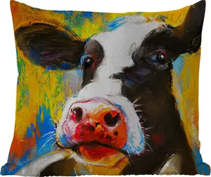 Подушка для улицы - Картина - Масляная краска - Корова - Животные - 50x50 см - Устойчива к атмосферным воздействиям - Подушка для отдыха - Удобная - Подушка с рисунком MuchoWow