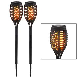 Комплект из 2 светодиодных уличных светильников на солнечных батареях с эффектом черного огня Globo Lighting, черный