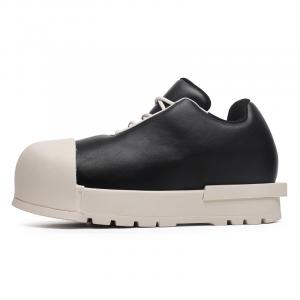 WEISHIBANGWEI Черные кожаные ботинки мартинсы средней высоты каблука унисекс, цвет Leather Black