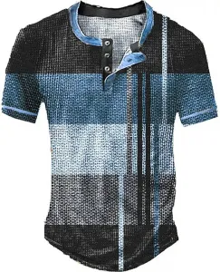 Мужская футболка хенли с цветными блоками и цифровой печатью