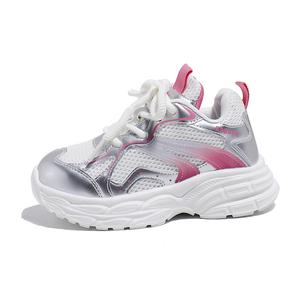 Babaya Скользостойкие амортизирующие и дышащие низкие детские повседневные кроссовки silver white kids'