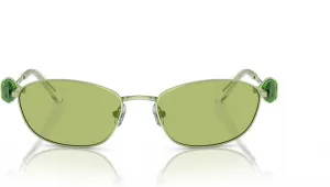 Женские солнцезащитные очки Swarovski Sk7010 овальной формы, Green/Light Green Mirrored Silver