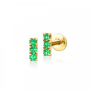 Серьги-гвоздики RS Pure от Ross-Simons с изумрудами и плоским основанием из 14-каратного желтого золота Rs Pure, 0.06 In