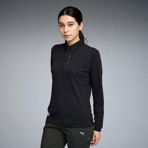 Женская поло-рубашка с длинными рукавами и графическим принтом «Теневой кот» для гольфа