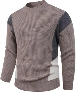 Мужской свитер с цветными блоками, воротник-гольф, длинный рукав, мягкий трикотаж, облегающий крой