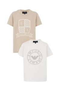 Детские хлопковые футболки, 2 пары Emporio Armani, белый