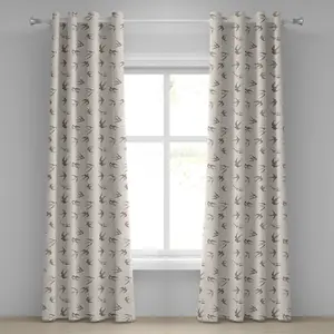 Шторы на люверсах ABAKUHAUS с изображением птиц, летящих ласточек, винтажный дизайн, иллюстрации, весенние животные, классическое искусство, декоративные двухпанельные шторы, 280 см x 175 см, бежево-коричневый цвет