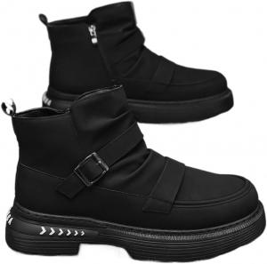 Веганские кожаные ботильоны Y2K с комфортной ноской весь день, скрытой танкеткой 1,5 дюйма, для городских поездок и повседневных прогулок с регулируемым ремешком CTKVbmeoi, Black