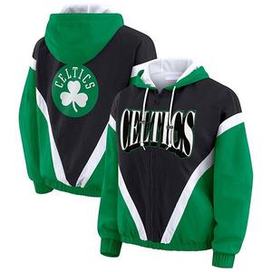 Женская черно-зеленая куртка-ветровка с капюшоном boston celtics Wear By Erin Andrews
