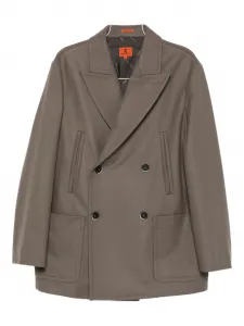 Двубортный пиджак с накладными карманами Barena, коричневый