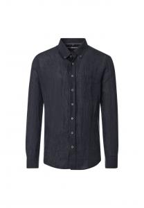 Льняная рубашка простой повседневный крой Casamoda, черный